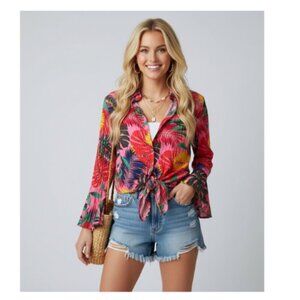 TALULAH FLORAL BLOUSE HAWAIIAN  SHIRT